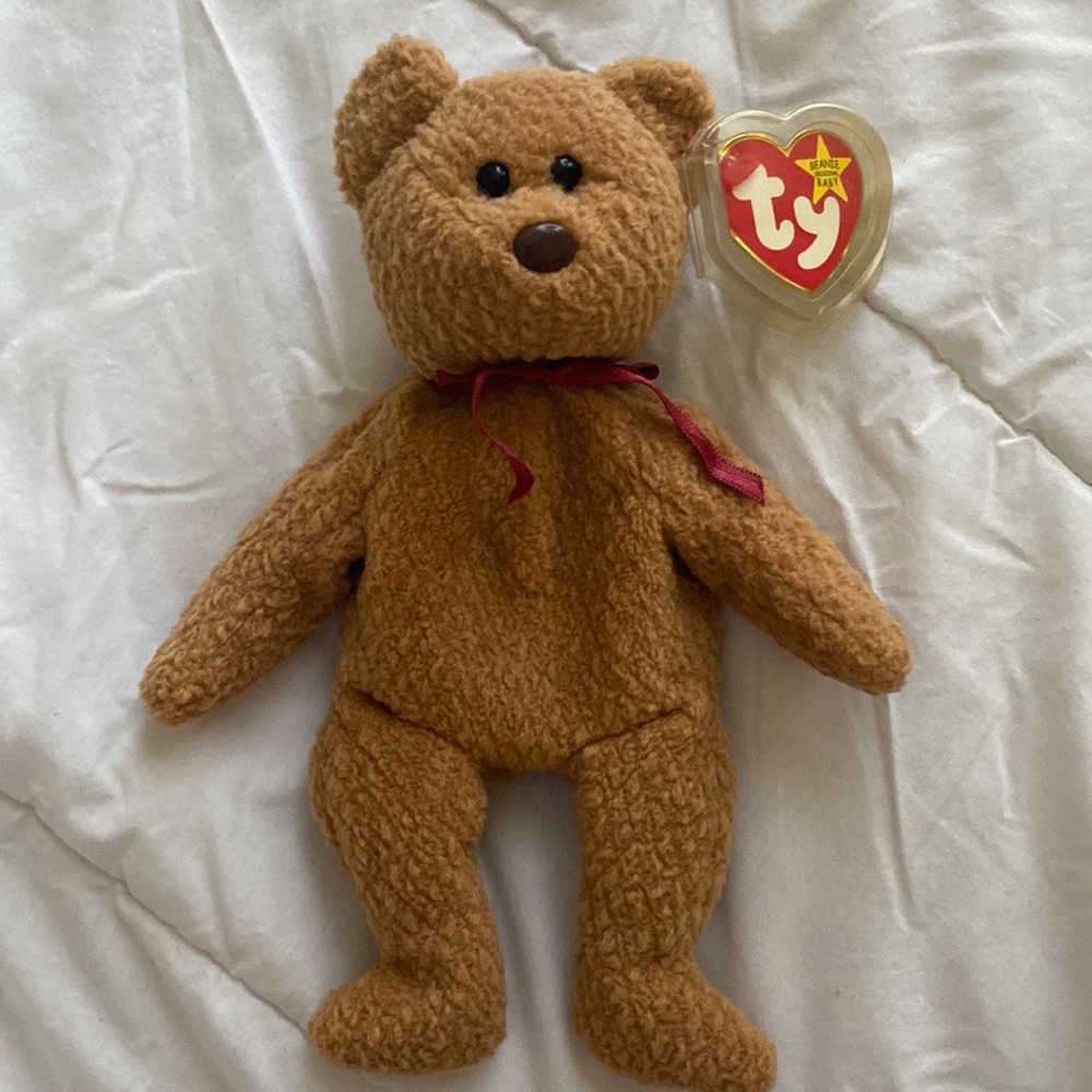 Brown curly TY beanie baby